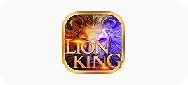 Winbox Lion King logo with golden lion face and purple mane background