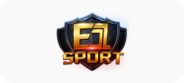 Winbox E1 Sport logo with golden text on black shield background